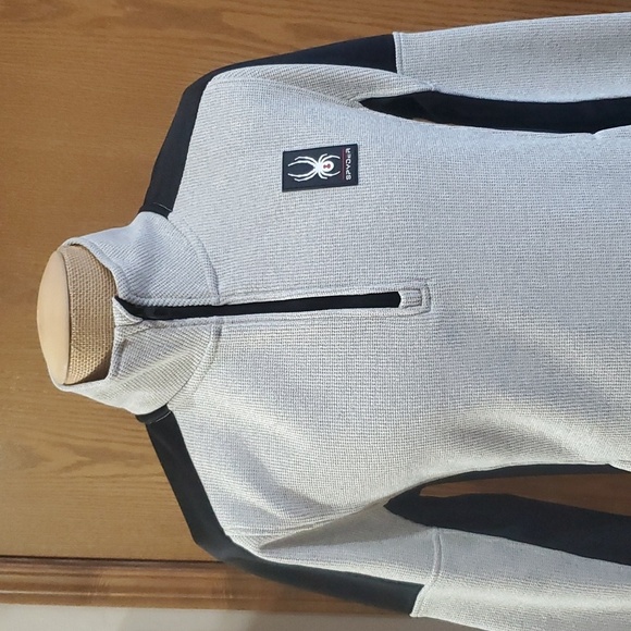 Spyder oat grey and black 1/4 zip pullover jacket core layer - Picture 1 of 8